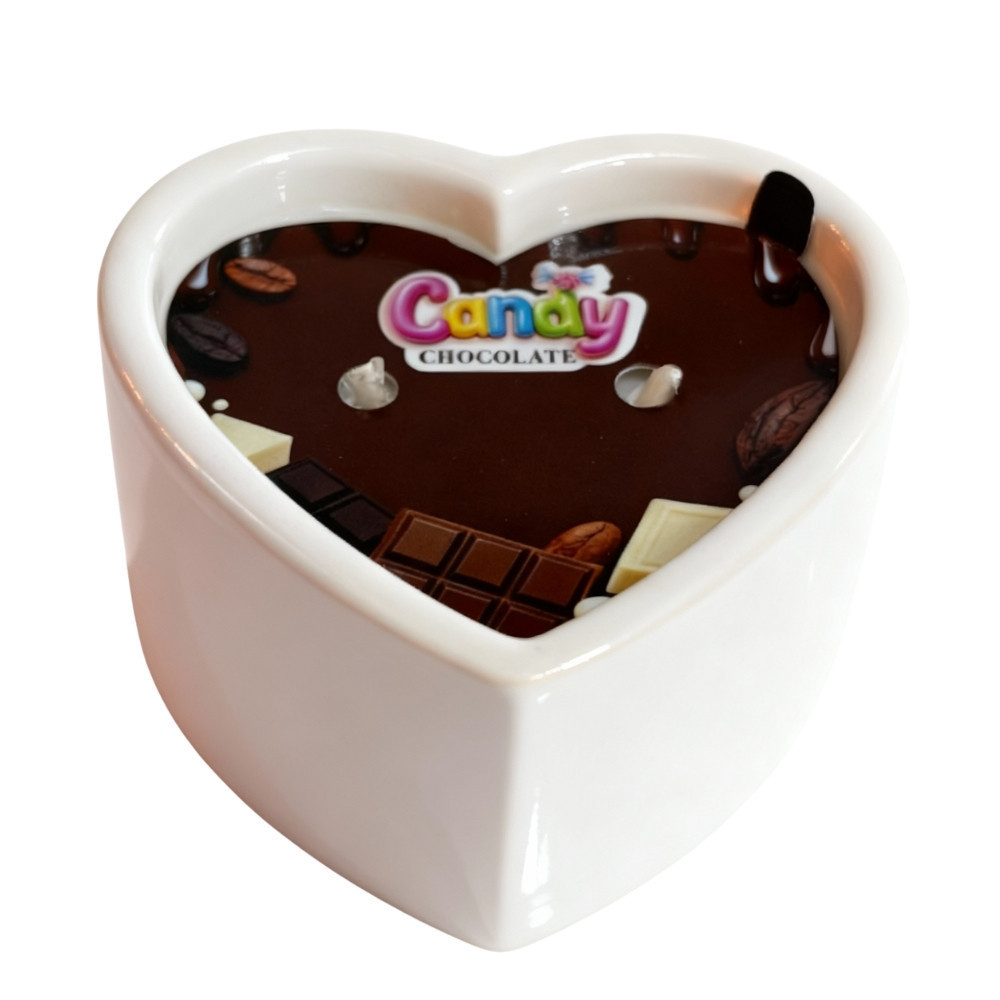 Масажна свічка з ароматом шоколаду Candy Chocolate у формі серця, 70 мл Sex Aura Київ - фото 1