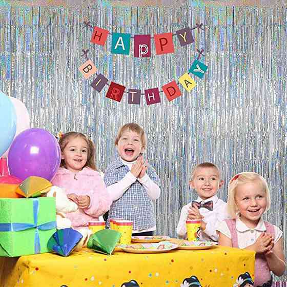 Дождик на фотозону с голограммой 1 м на 1 м серебристый Киев