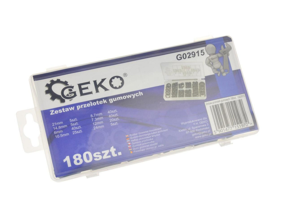РемНабір люверсів гумових "GeKo" комплект:  8 розмірів -  180 штук (6 - 24мм) Київ - фото 4