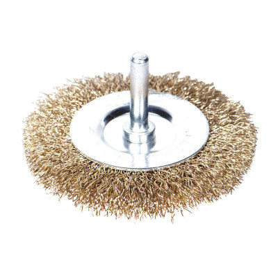 Щетка для электроинструмента Sigma проволочная дискообразная 100мм хвостовик 6мм латунированная 9013101 (9013101) Винница - изображение 1