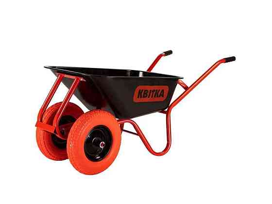 Тачка будівельна 2-кол (ПУ 4х8) 100л 180кг Formula корито фарба, рама червона Industrial арт.110-4069 ТМ КВІТКА PRO Київ