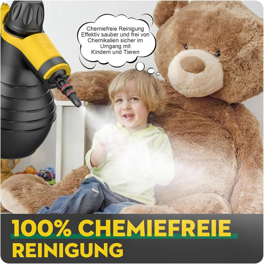 Пароочисник ручний 1050 Вт для підлоги, ванної, кухні, вікон, меблів, авто, оббивки для видалення плям, 9 насадок, замок безпеки Київ - фото 4