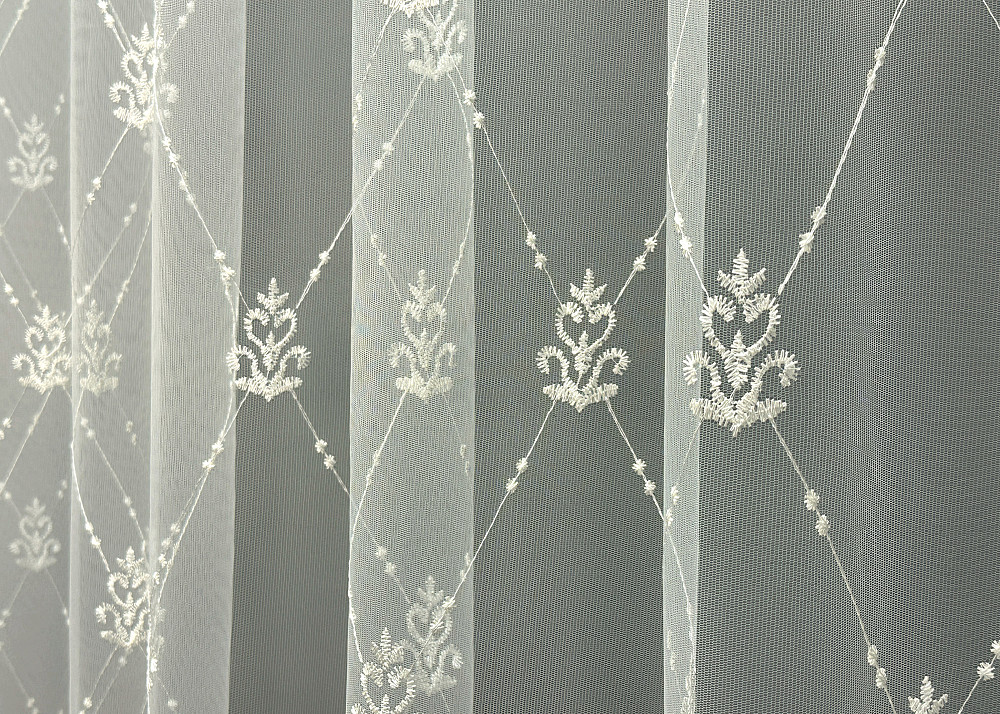 Тюль фатин с вышивкой и люрексом Цвет молочный с золотистым 1847т Киев - изображение 3