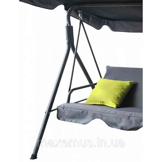 Садовые качели Botro B703 A с навесом и подушками качели для сада и дачи серая с салатовыми подушками Мостиська