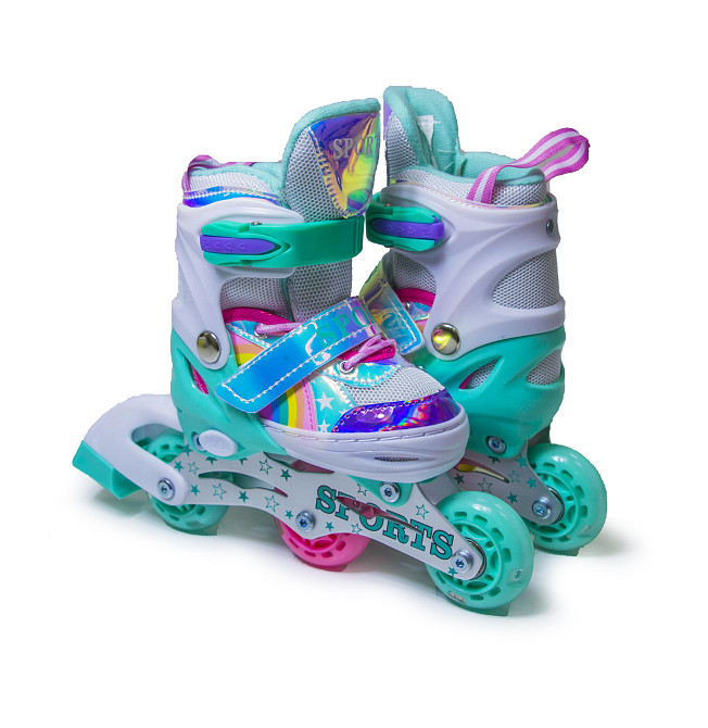 Дитячі розсувні ролики Rainbow Scale Sports бірюзові, розмір 26-29. Усі колеса світяться Одеса - фото 5