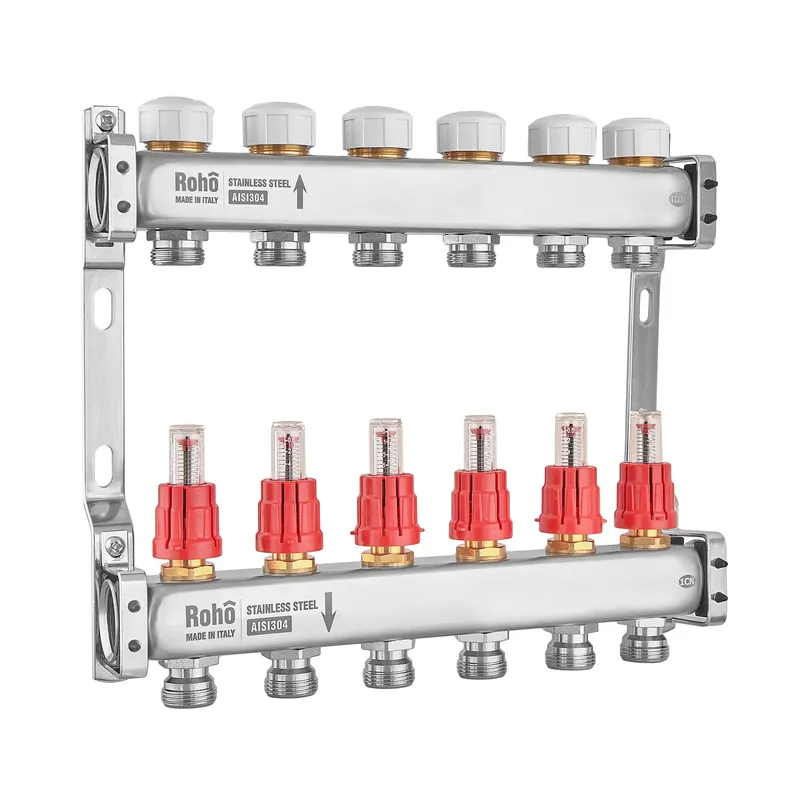 Колектор з витратоміром та термостатичними клапанами Roho R804-06M - 1"х 6 вих. (RO1031) Київ - фото 1