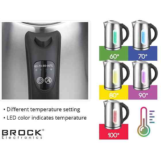 Електрочайник BROCK WK 2302 D 1850-2200Вт/ 1.7л/ встановлення температури нагріву/нерж.сталь Вінниця