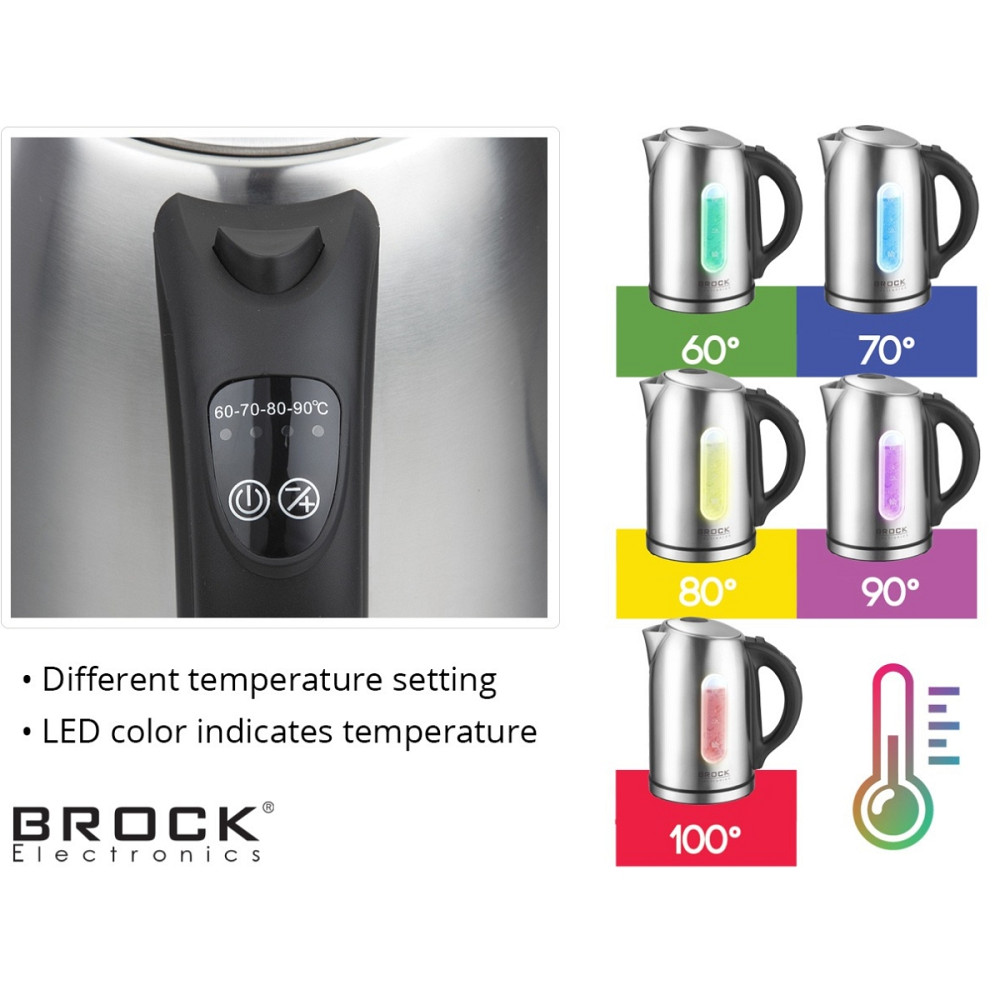 Електрочайник BROCK WK 2302 D 1850-2200Вт/ 1.7л/ встановлення температури нагріву/нерж.сталь Вінниця - фото 3