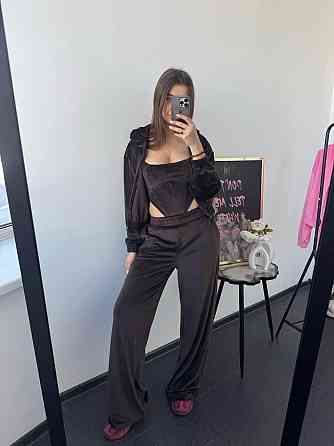 Женский стильный привлекательный велюровый костюм Шоколад, 42/44 Одесса