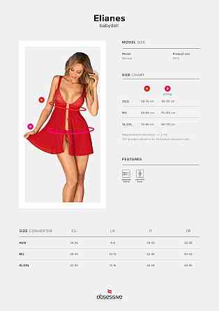 Бэби-долл Obsessive Elianes babydoll & thong XL/2XL Sex Aura Киев
