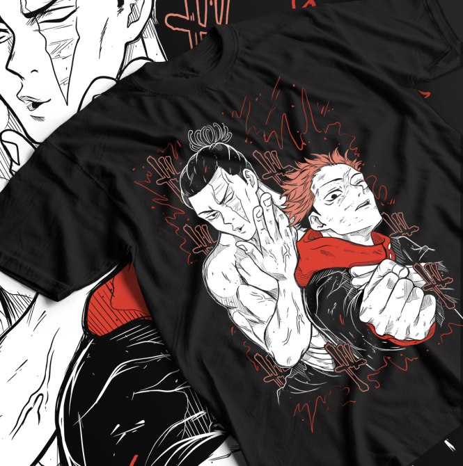 Футболка для хлопчика з аніме принтом Магічна битва оверсайз (зріст від 165 до 180) Чорний AnimeJ0767m Дніпро - фото 1