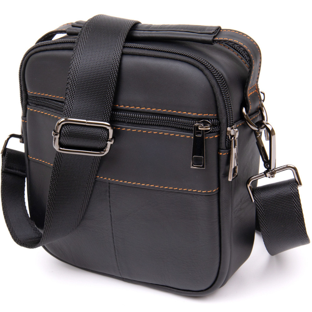 Компактний месенджер на два відділення чоловічий Vintage 20395 Чорний Київ - фото 2