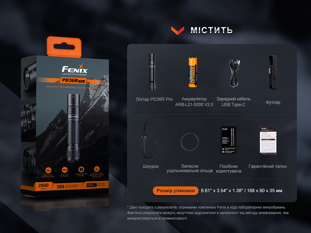 Ручний тактичний ліхтарик Fenix PD36R Pro 2800лм type-C (Червоний) Вінниця - фото 11