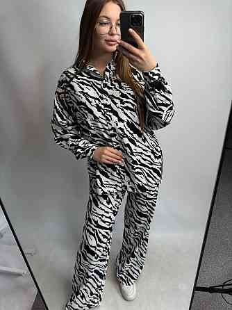 Костюм жіночий літній льон Чорно-Білий Тваринні принти ML Харків
