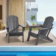 Сервер Zestaw krzeseł Adirondack - 2 składanych ogrodowych Крісло ogrodowy leżak szary Київ - фото 1