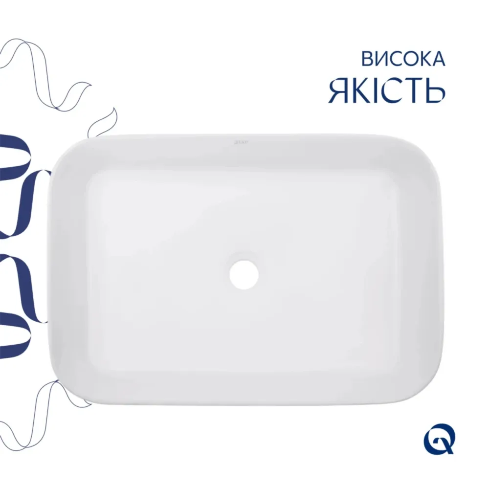 Комплект Qtap Virgo N: Раковина накладна 560x380x130 мм, White, прямокутна + Донний клапан Pop-up PU02 Київ - фото 11