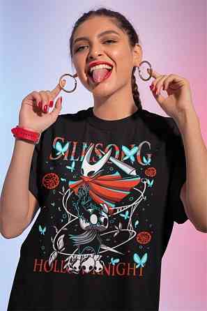 Футболка для мальчика аниме Холлов Книгхт Силксонг Винтаге оверсайз (рост от 165 до 180 ) Черний AnimeJ0008m Днепр