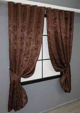 Комплект коротких штор VR-Textil Жаккард Sultan YL № 1204ш Коричнево-бордовый 130х170 см 2 шт (35-0077) Киев