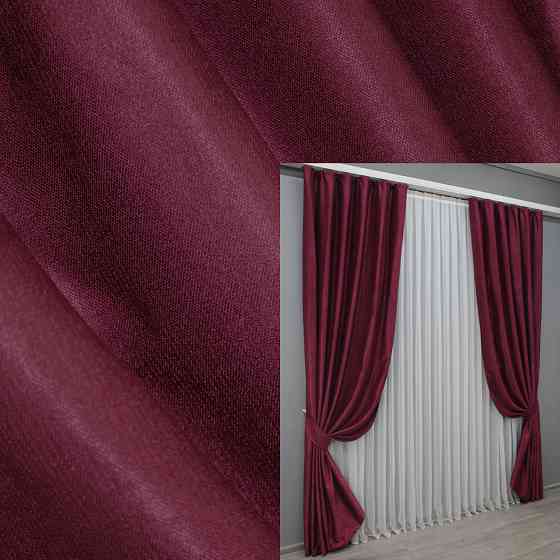 Комплект готовых штор VR-Textil Лен № 1339ш Бордовый 150х270 см 2 шт (33-0291) Киев