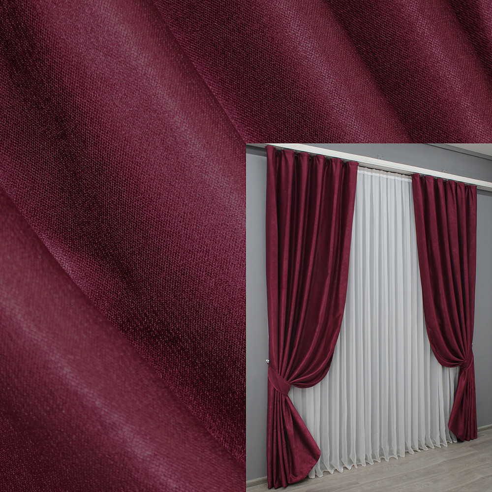Комплект готовых штор VR-Textil Лен № 1339ш Бордовый 150х270 см 2 шт (33-0291) Киев - изображение 1