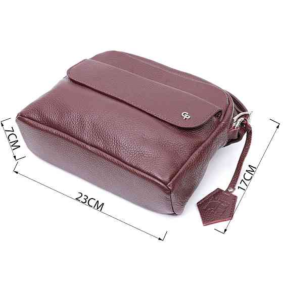 Яскрава сумка жіноча крос-боді з натуральної шкіри GRANDE PELLE 11653 Бордовий Київ