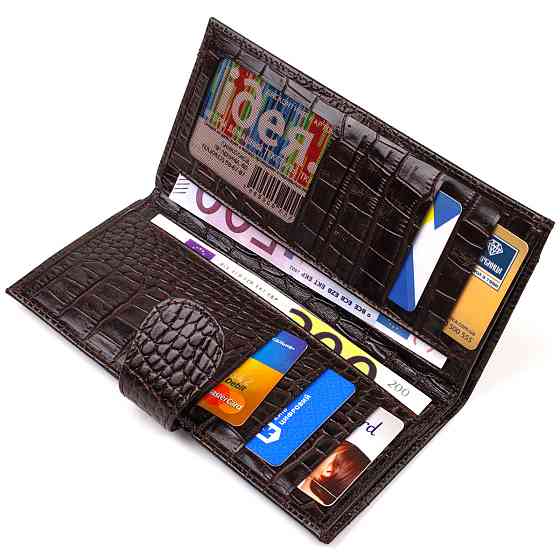 Відмінний купюрник для чоловіків з натуральної шкіри з тисненням під крокодила CANPELLINI 21917 Коричневий Київ