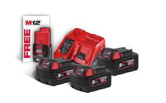 Энергокомплект Li-Ion MILWAUKEE, M18 NRG-503 (зарядное устройство M12-18FC, 3 аккумулятора M18 В5 5Аг) + подарок аккумулятор M12 B Одесса