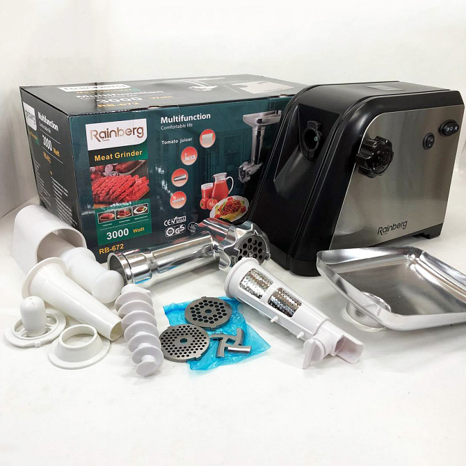Мощная мясорубка электрическая для дома Rainberg RB-672 3000W, Мощная качественная электромясорубка NG-58 Львов - изображение 6