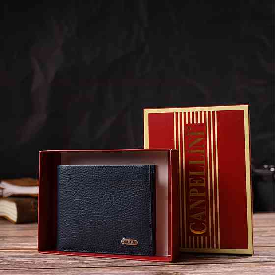 Ідеальне чоловіче портмоне з натуральної шкіри флотар CANPELLINI 21787 Синє Київ