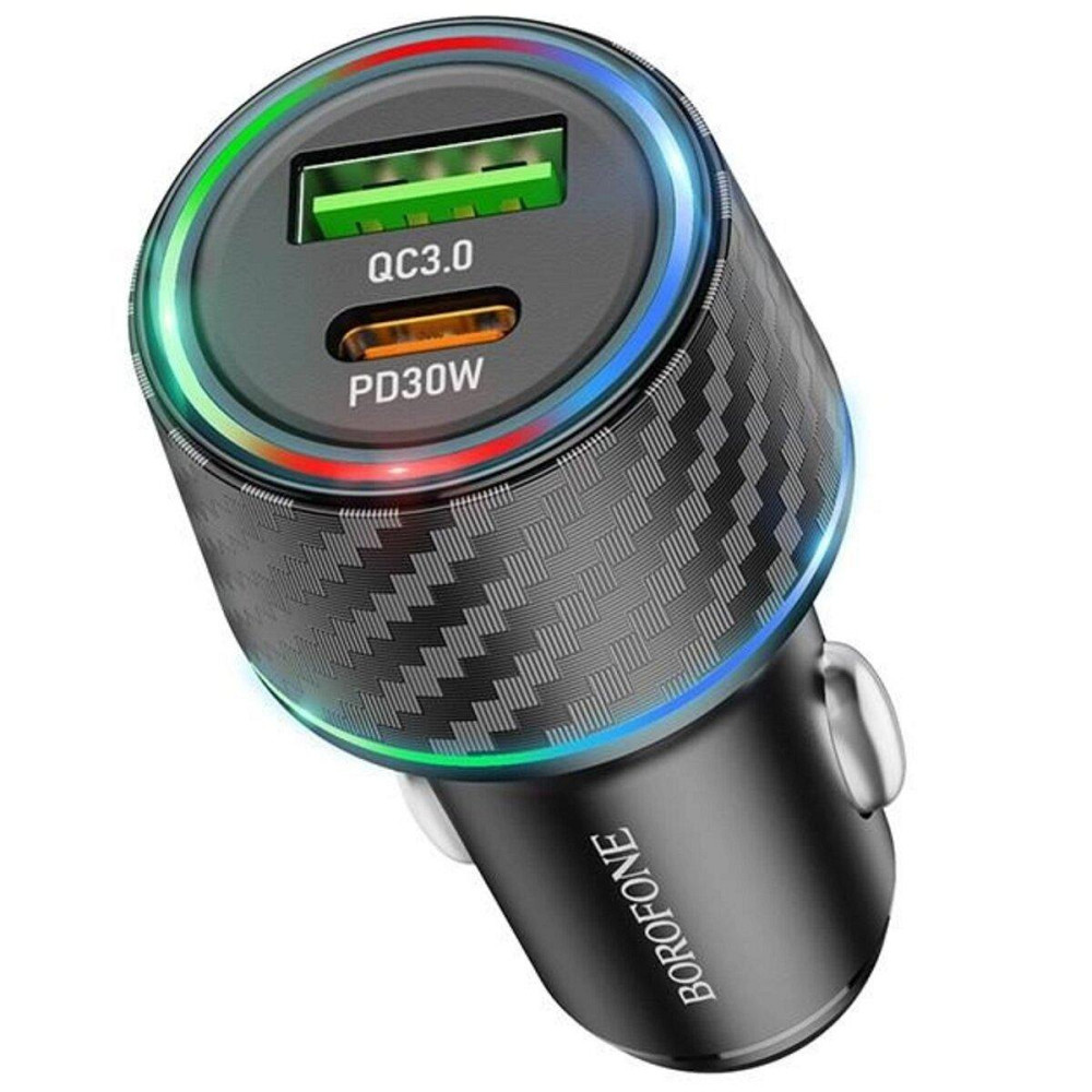 Автомобільний зарядний пристрій BOROFONE BZ21 Brilliant 48W dual port PD30W+QC3.0 car charger, колір чорний BZ21B Одеса - фото 2