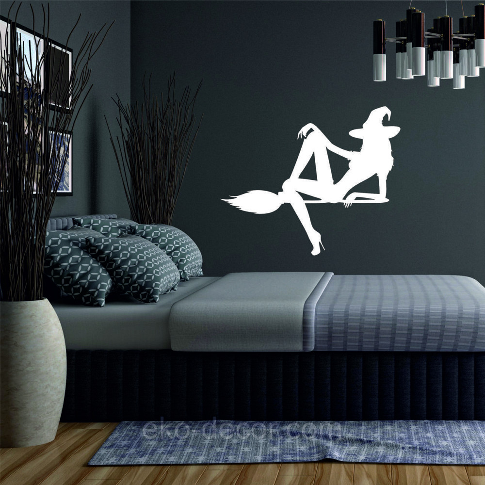 Декоративне настінне Панно «Відьма на мітлі», Декор на стіну 110*91 см, Білий Київ - фото 3