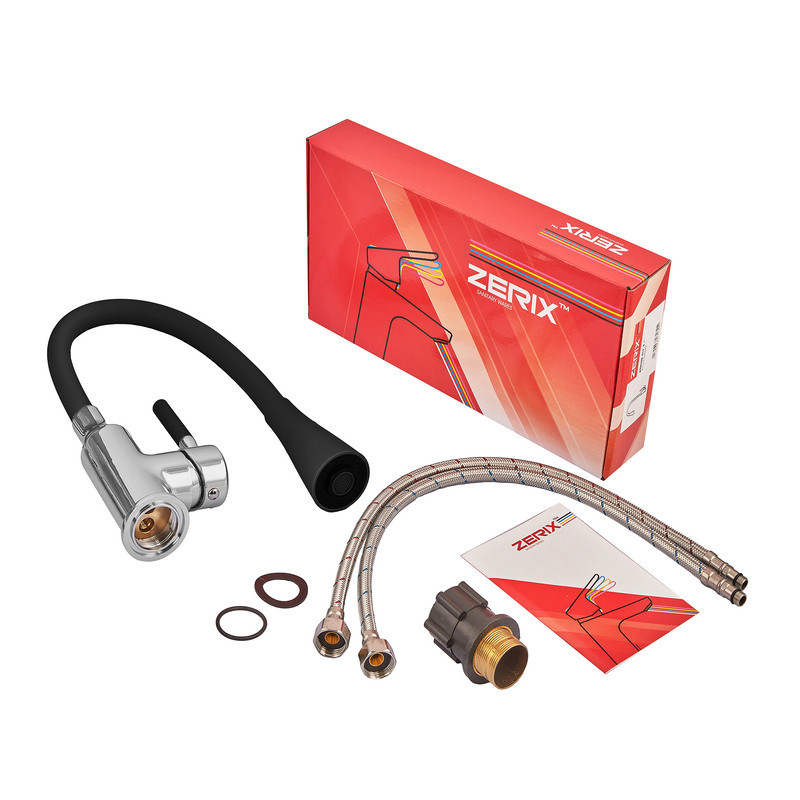 Смеситель для кухни Zerix ATRIUM-011-T REFL.BLACK (Цвет хром+силик.вылив черный) (ZX4720) Киев - изображение 4