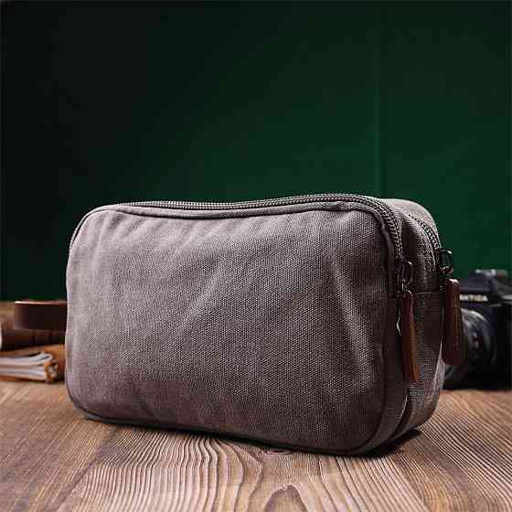 Удобная мужская барсетка на два отделения из качественного текстиля Серый (Vintage) Киев
