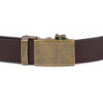 Ремень Vintage Мужской с латунной пряжкой автомат Коричневый (20264) Винница