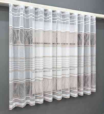 Короткий тюль жакард, висотою 1,5м, колір білий з капучино 1954т Київ