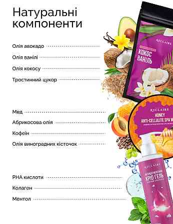 Тройной медовый антицеллюлитный набор SPA Скраб+Обертывания+Крио гель Reclaire cosmetics Киев
