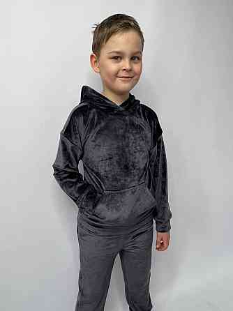 Дитячий велюровий костюм Кенгуру 122-128 Графітовий Харків