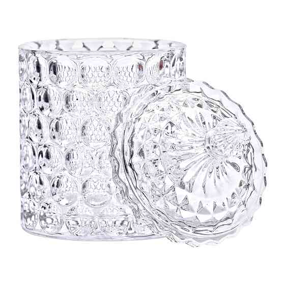 Цукерниця з кришкою Ø7.5 см ваза цукорниця кругла скляна HP-4-103 Коломия