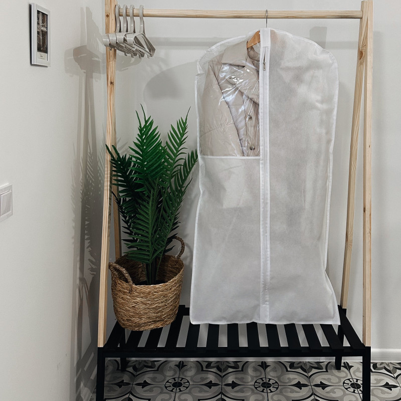 Чохол для верхнього одягу із прозорою ПВХ вставкою 120х60 см HCh-120-White (Білий) Суми - фото 3