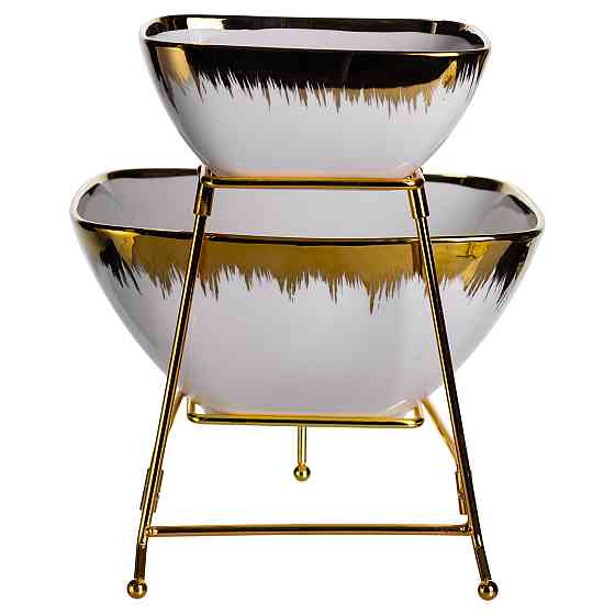 Фруктовница двухъярусная с золотым декором 31×23 см Киев