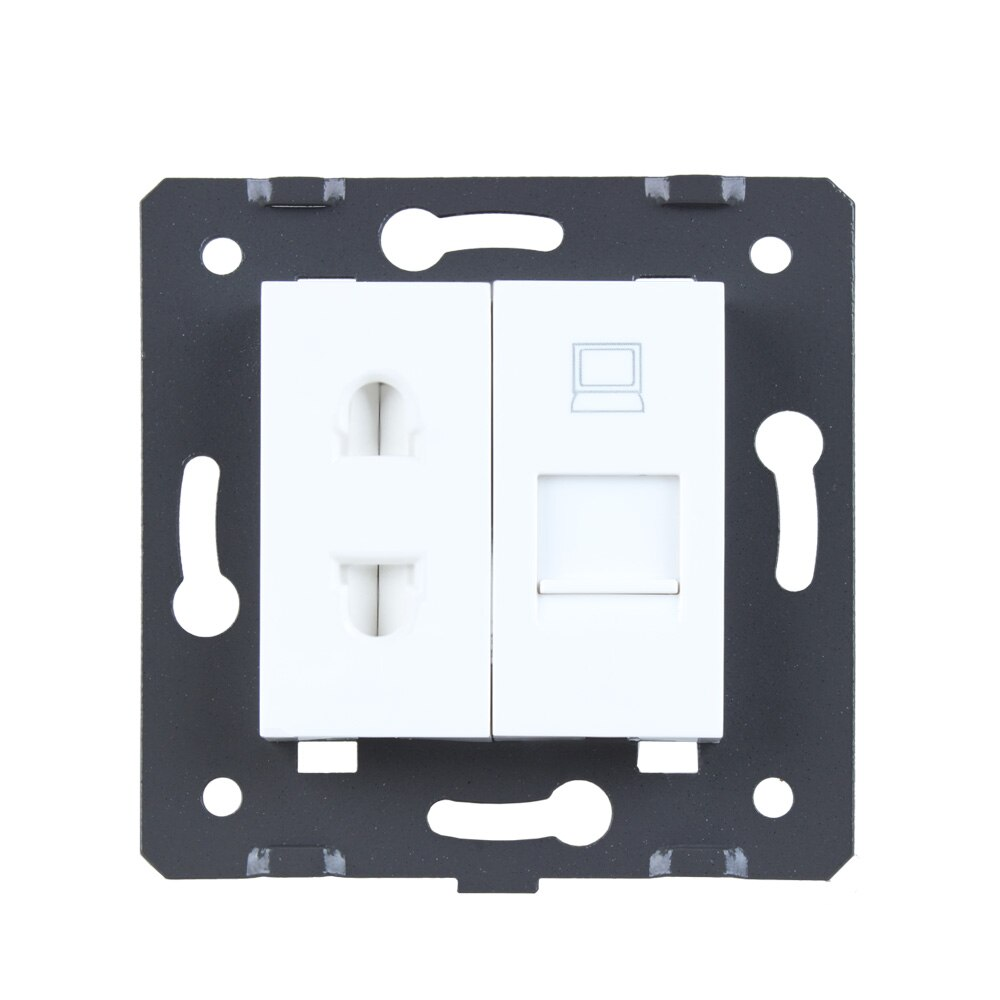 LIVOLO Розетка LIVOLO: універсальна 2-в-1 + комп'ютерна RJ-45 (8P8C Cat.6), біла, зі шторкою, м Коломыя - изображение 2