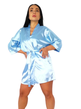 Комплект халат и пижама женская майка+шорты Голубой XL Харьков