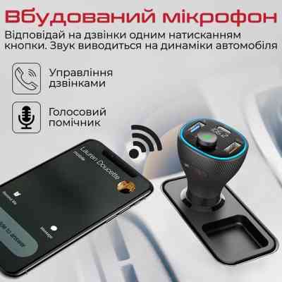 FM модулятор Promate PowerTune 38w USB-A OTG/USB-A QC3.0/USB-C PD Black (powertune-38w.black) Вінниця
