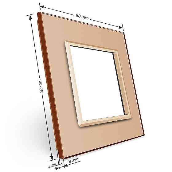 Рамка 1-постова LIVOLO, загартоване скло, золота, 80×80 мм (VL-P7E-2A) Коломия