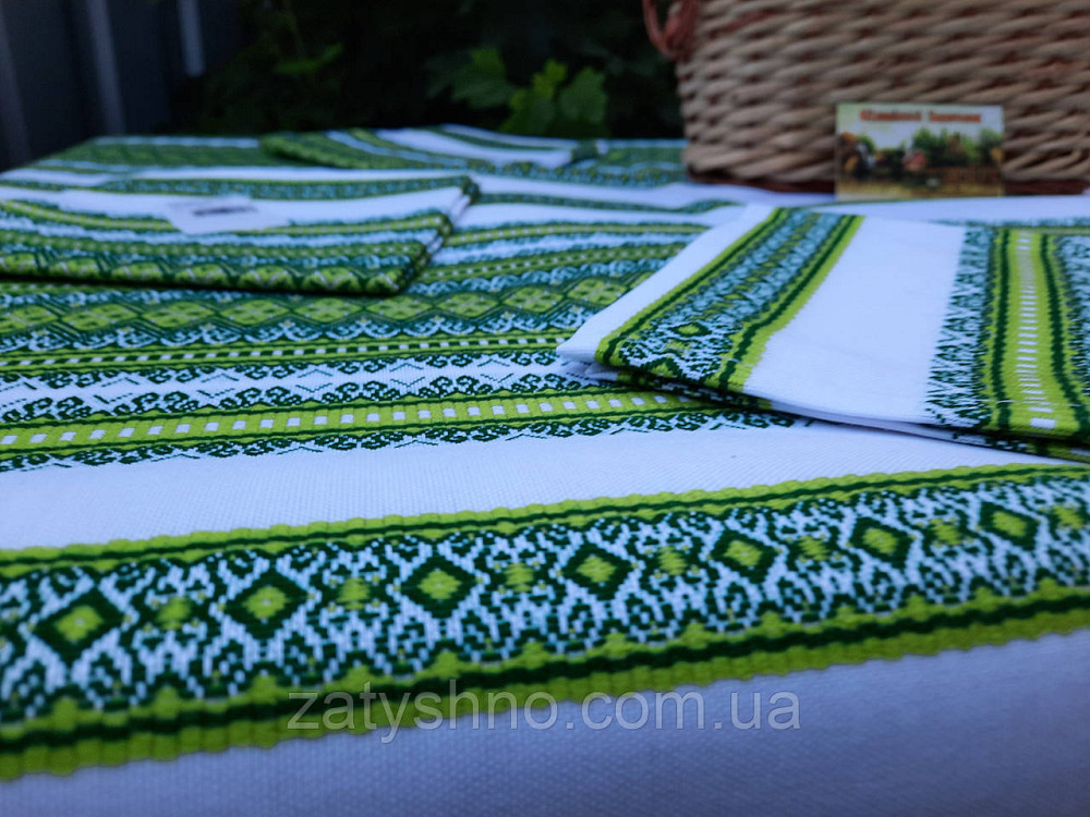 Вишита салатова скатертина на білому Київ - фото 4