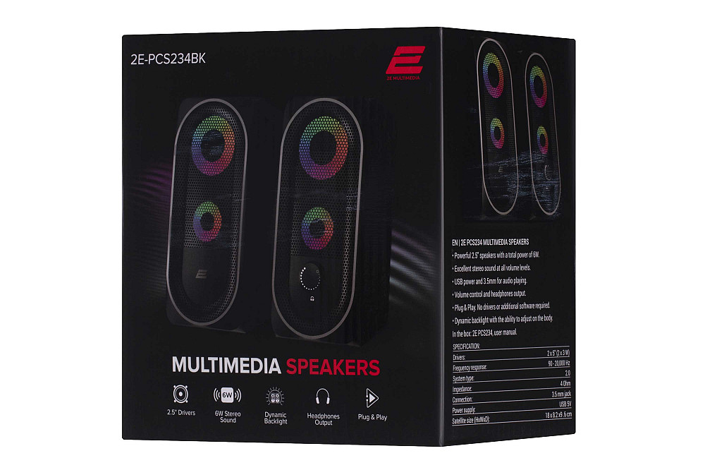 Акустична система 2E PCS234 RGB, 2.0, USB, Black Київ - фото 11