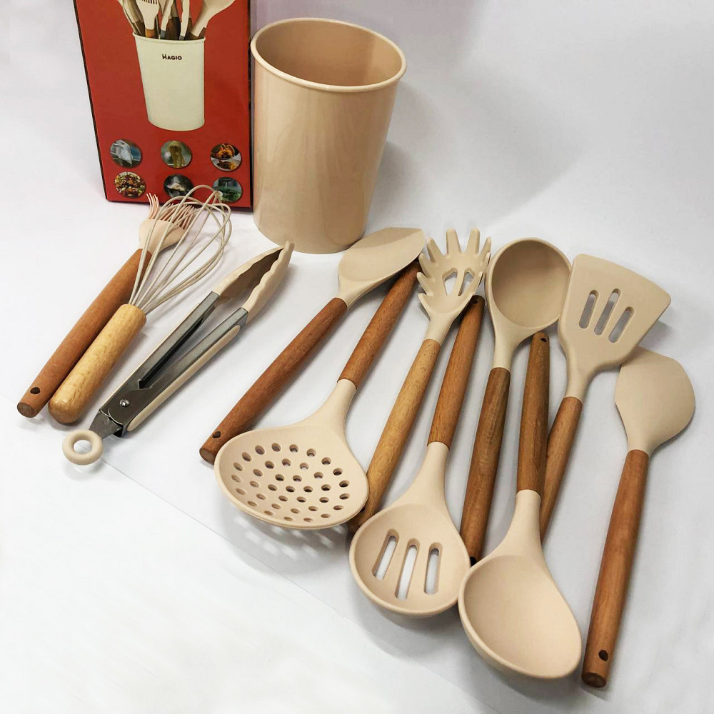 Подарунковий набір кухонного начиння, Кухонний набір силіконовий кухонних предметів на підставці LY-82 Львів - фото 2