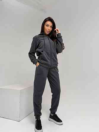 Жіночий повсякденний теплий костюм на флісі двійка Графіт, 50/52 Одеса