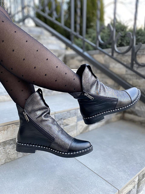 Vesna Жіночі черевики VESNA чорні натуральна шкіра-сатин зима висота 13 см (2266) 36р.39р. Коломия - фото 8