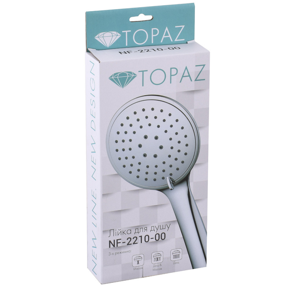 Душова лійка Topaz NF-2210-00 хром, пласт. 3-позиционная Киев - изображение 5